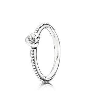 💛 Pandora 925 Silver One Love Heart CZ Stacking Ring